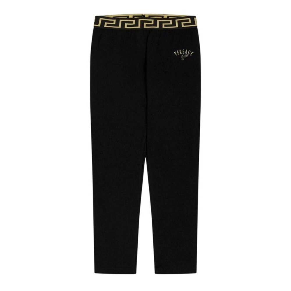Versace Childrens/Kids Greca Fitted Leggings / Black
